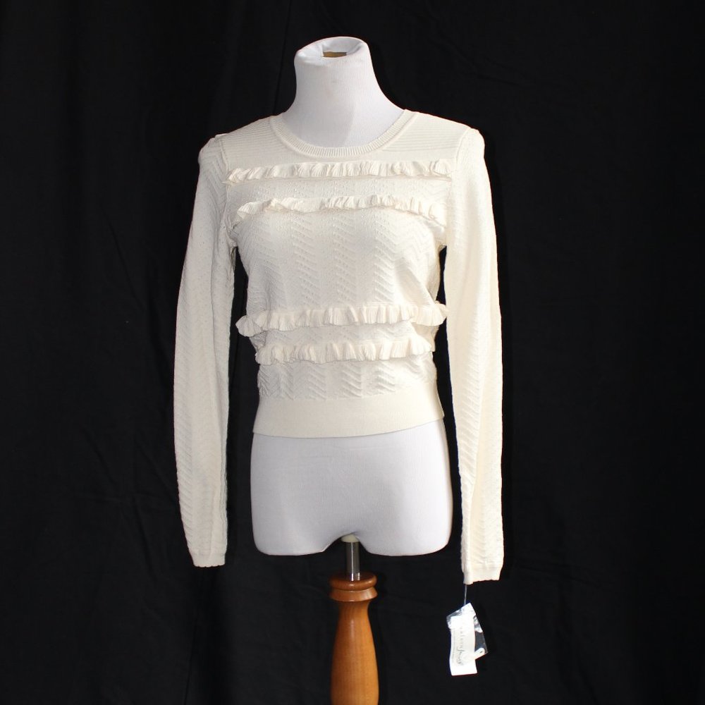 Maison Jules Ivory Ruffled Sweater